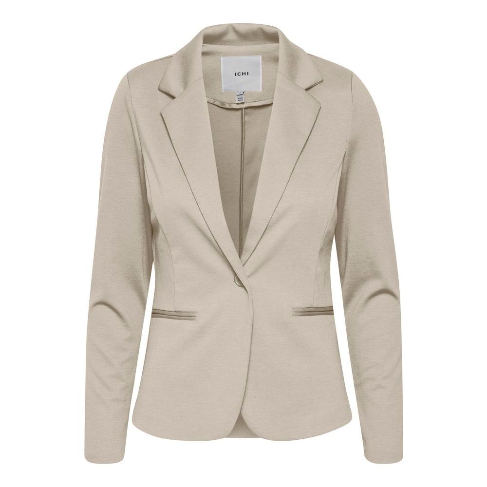 ICHI Beige Polyester Suits & Blazer ICHI Gray