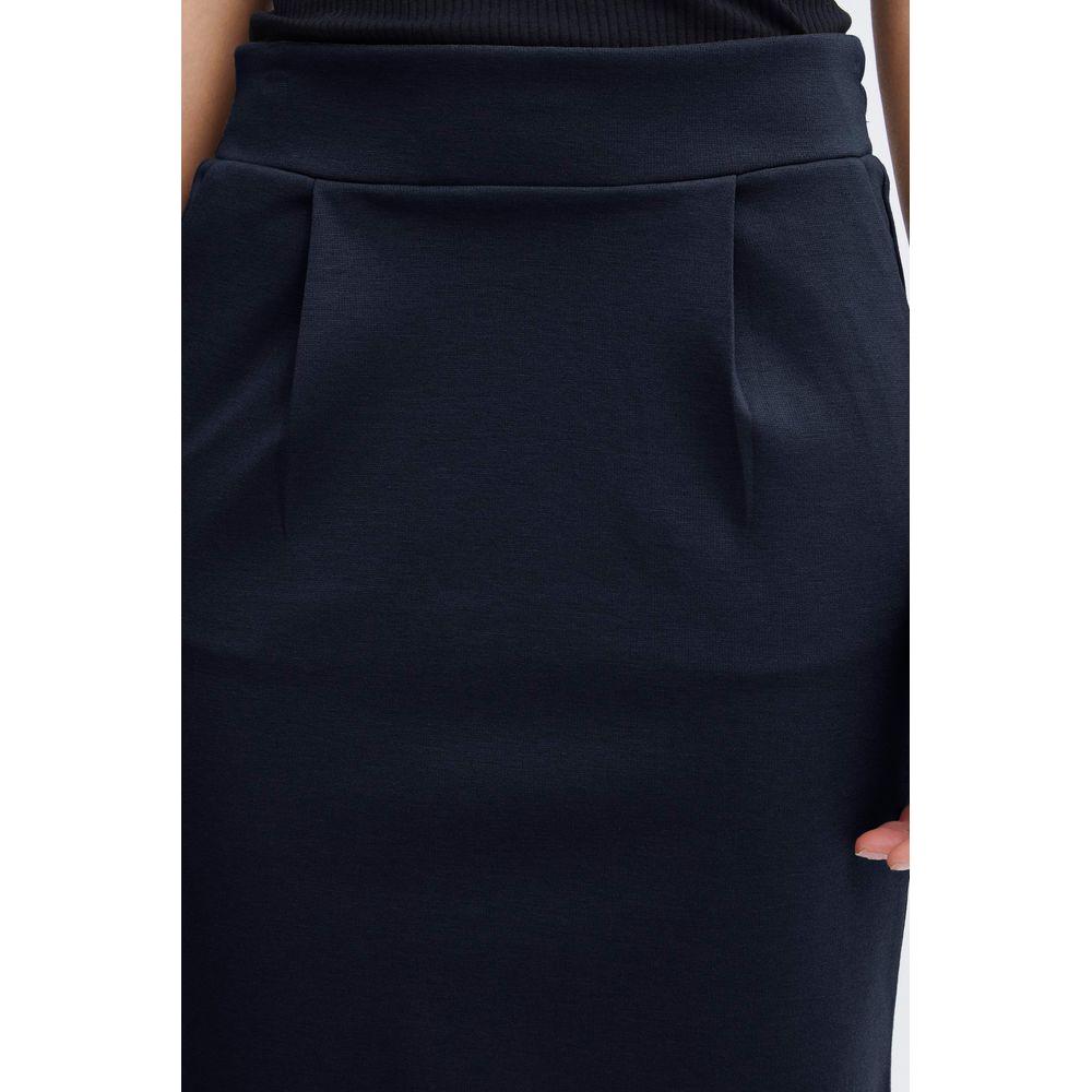 ICHI Blue Polyester Skirt ICHI Black