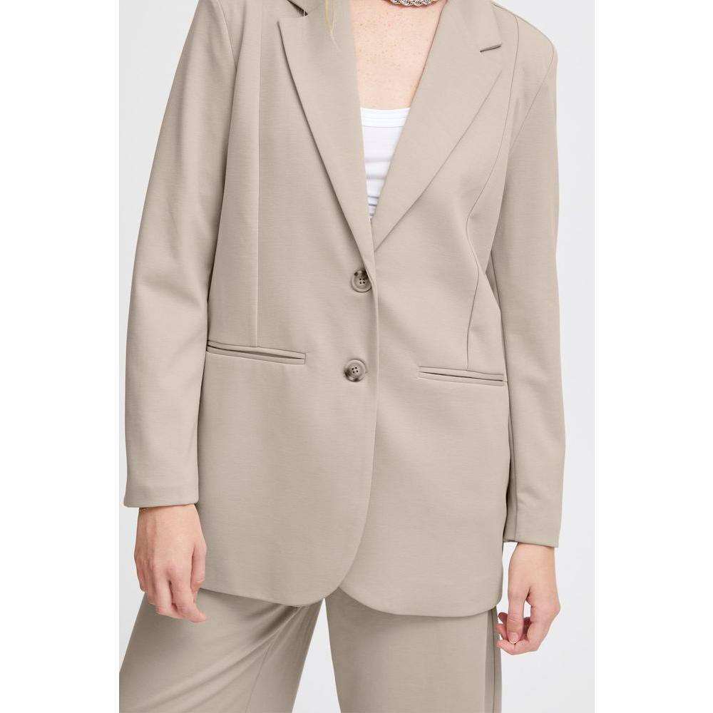 ICHI Beige Recycled Polyester Suits & Blazer ICHI Gray