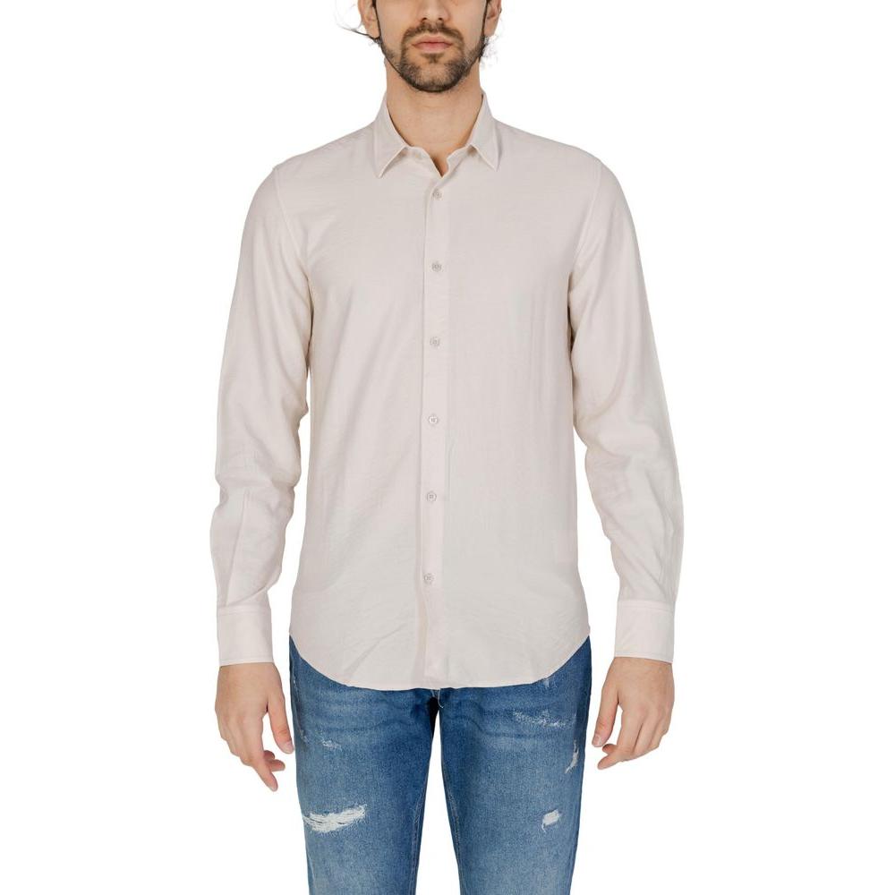 Antony Morato Beige Viscose Shirt Antony Morato Light Gray