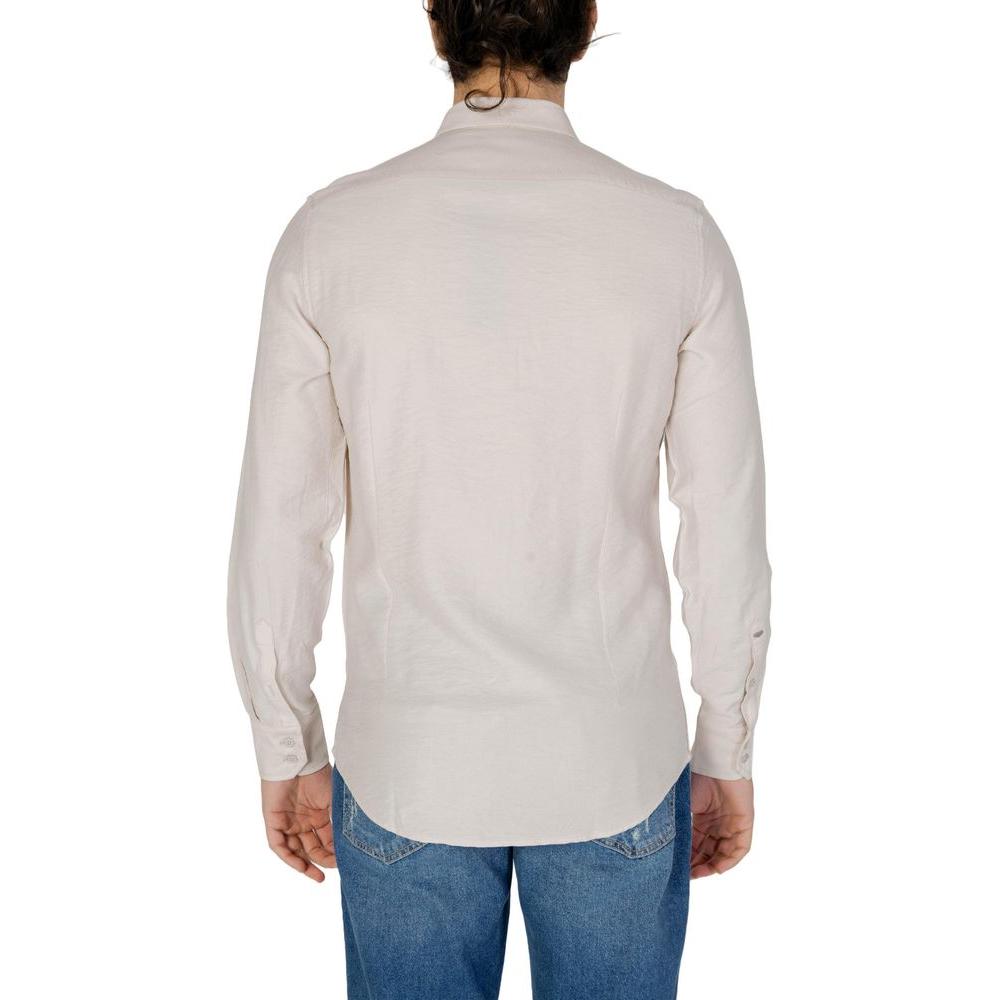 Antony Morato Beige Viscose Shirt Antony Morato Light Gray
