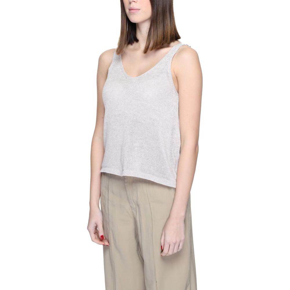 Jacqueline De Yong Beige Recycled Cotton Tops & T-Shirt Jacqueline De Yong Gray