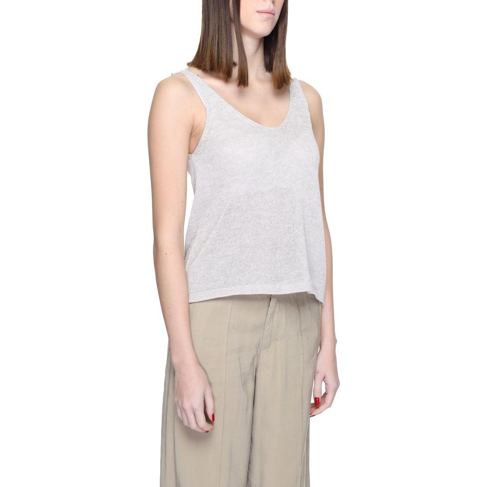 Jacqueline De Yong Beige Recycled Cotton Tops & T-Shirt Jacqueline De Yong Gray