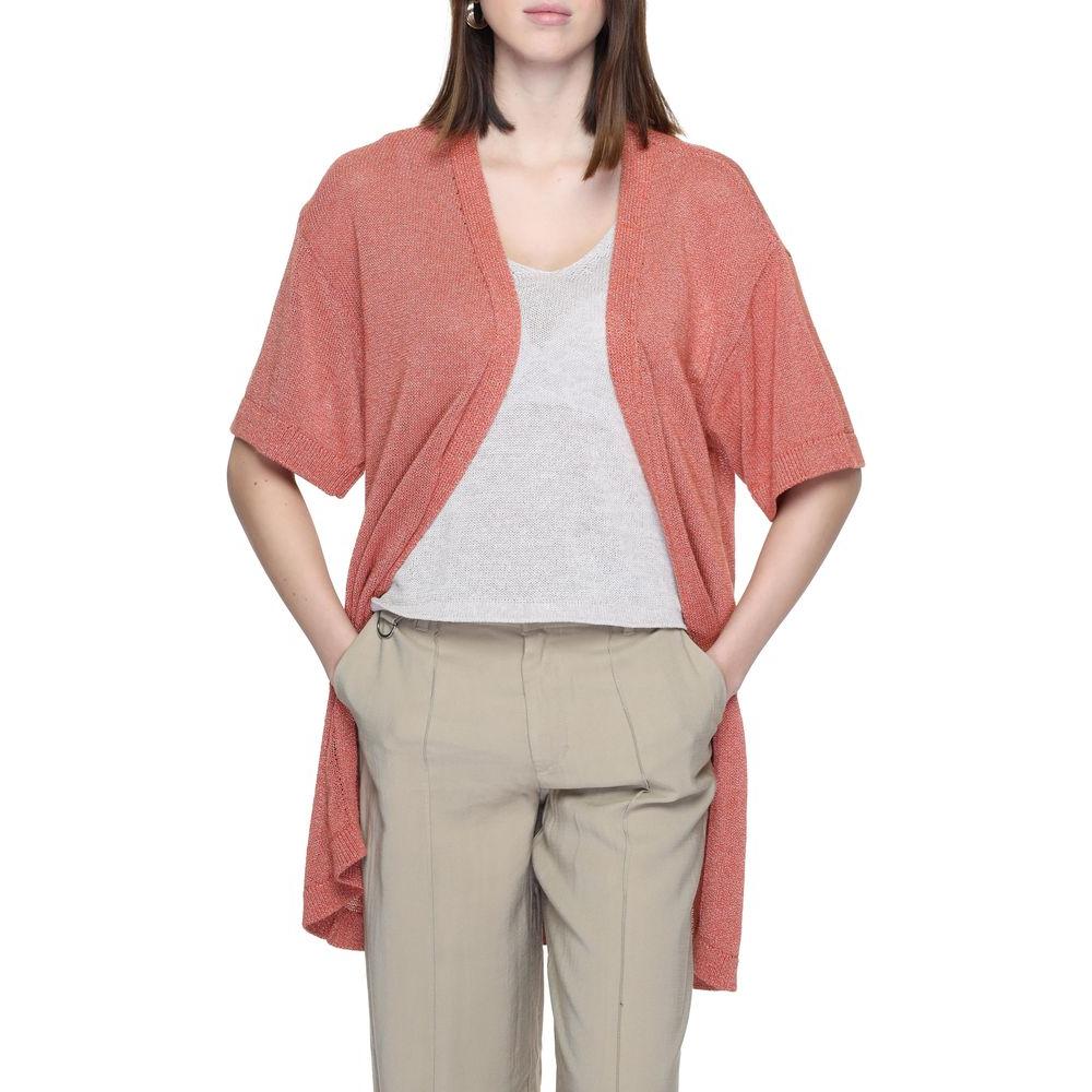 Jacqueline De Yong Red Recycled Cotton Cardigan Jacqueline De Yong Rosy Brown