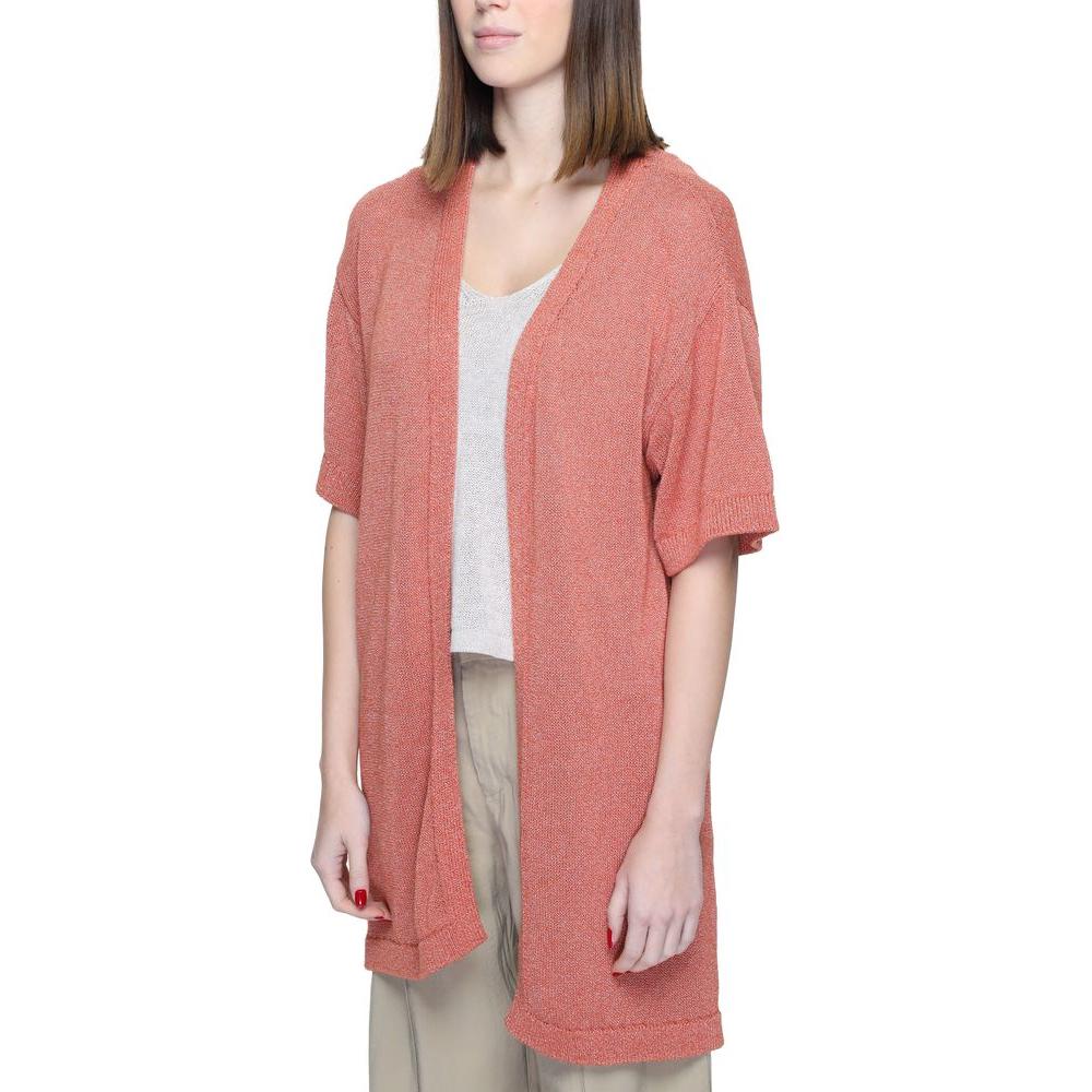 Jacqueline De Yong Red Recycled Cotton Cardigan Jacqueline De Yong Rosy Brown
