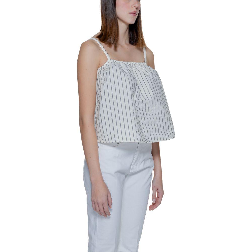 Vero Moda Beige Organic Cotton Tops & T-Shirt Vero Moda Gray