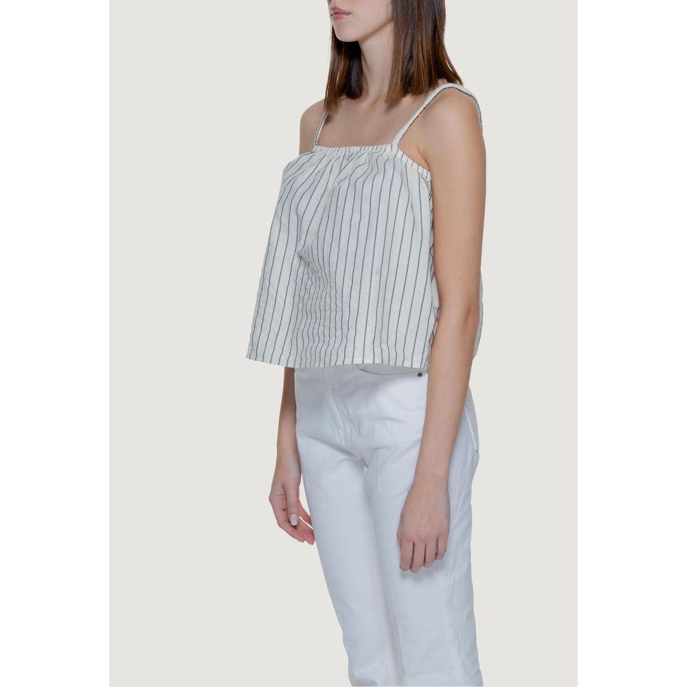 Vero Moda Beige Organic Cotton Tops & T-Shirt Vero Moda Light Gray