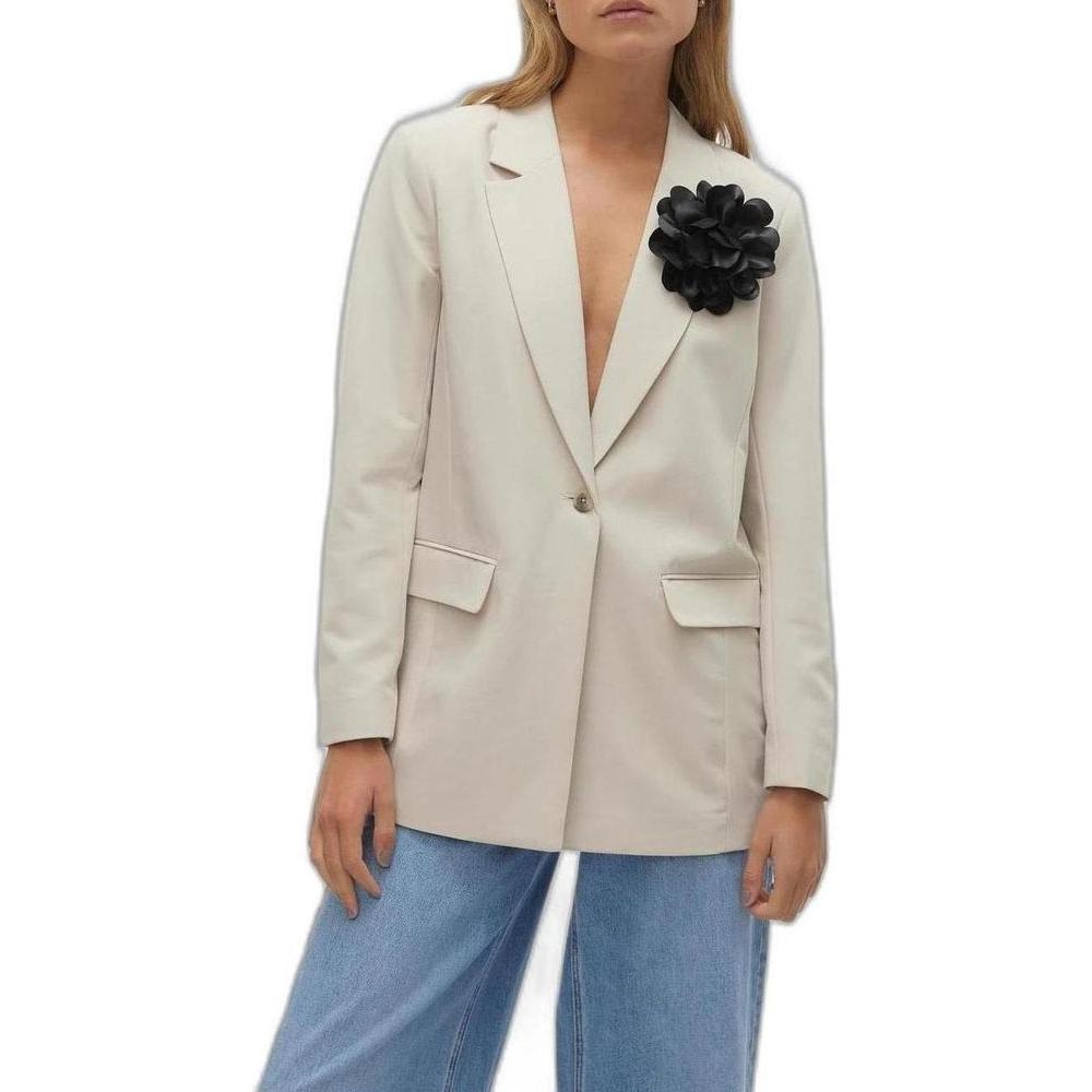 Vero Moda Beige Polyester Suits & Blazer Vero Moda Gray