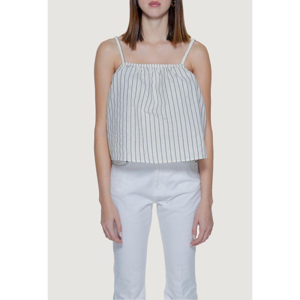 Vero Moda Beige Organic Cotton Tops & T-Shirt Vero Moda Light Gray