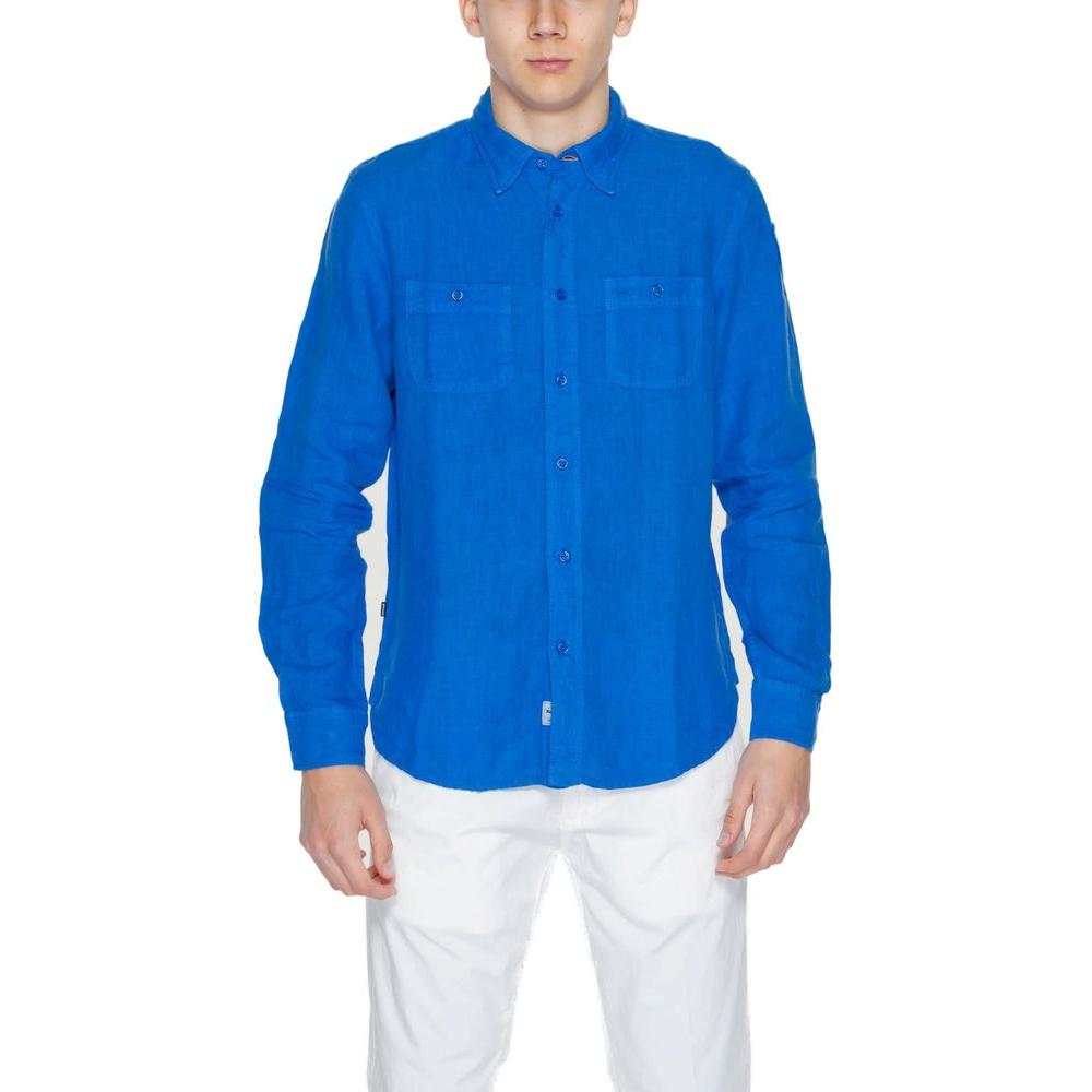 Blauer Blue Linen Shirt Blauer Dark Cyan