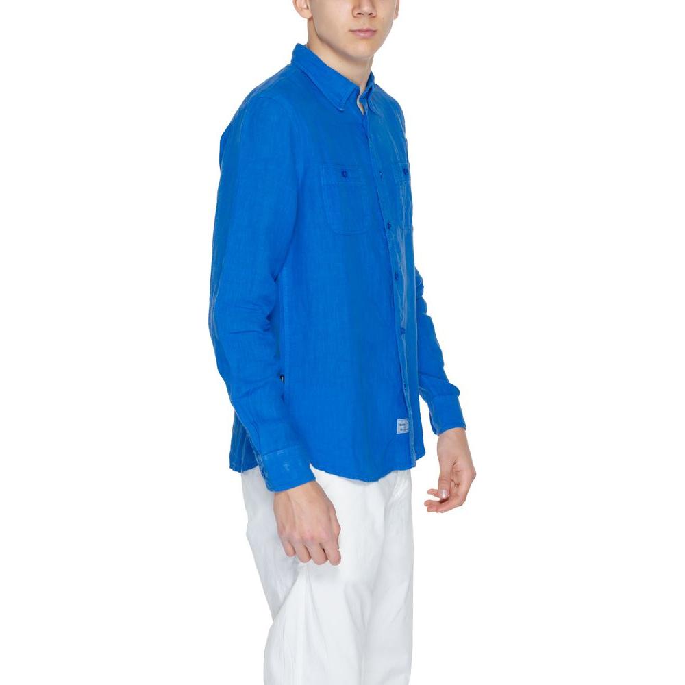 Blauer Blue Linen Shirt Blauer Dark Cyan