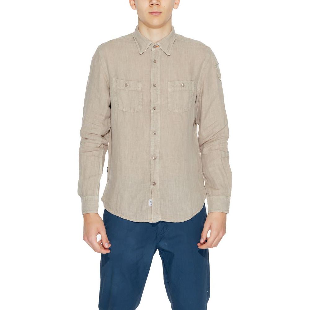 Blauer Beige Linen Shirt Blauer Gray