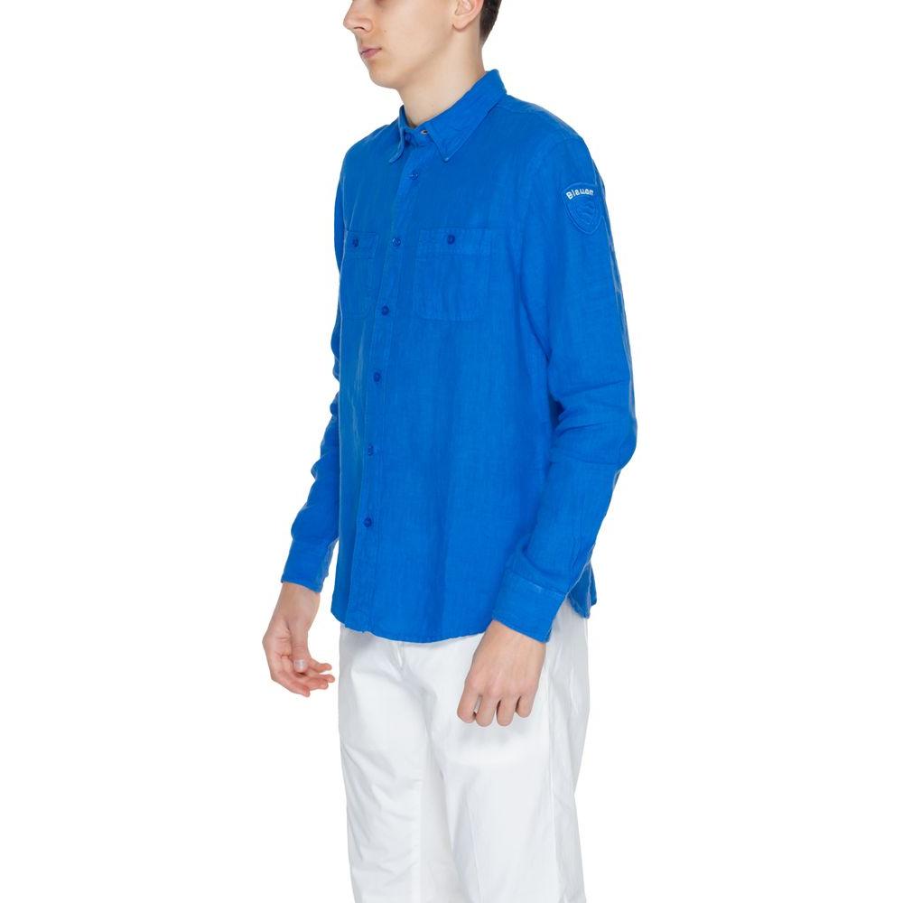 Blauer Blue Linen Shirt Blauer Dark Cyan