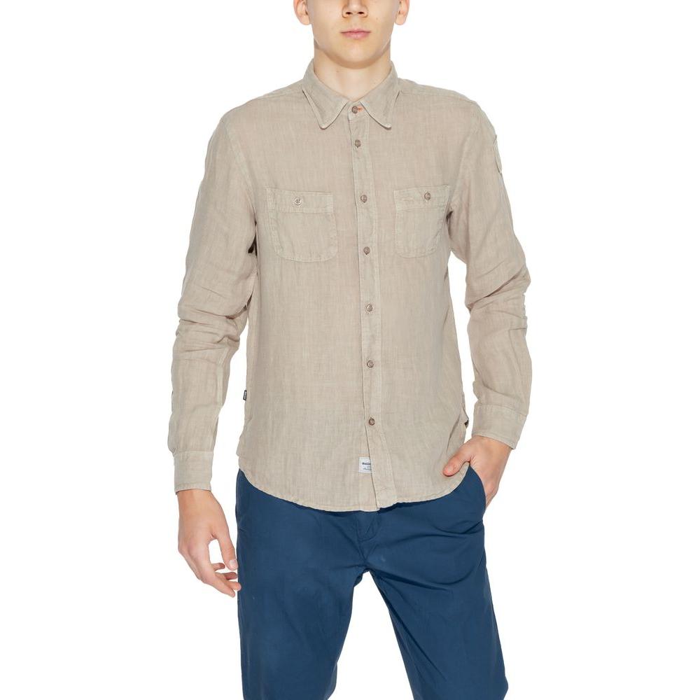 Blauer Beige Linen Shirt Blauer Gray