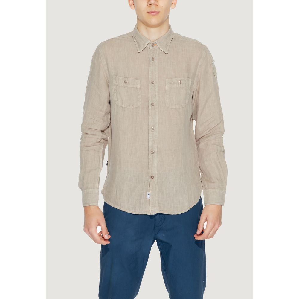 Blauer Beige Linen Shirt Blauer Light Gray