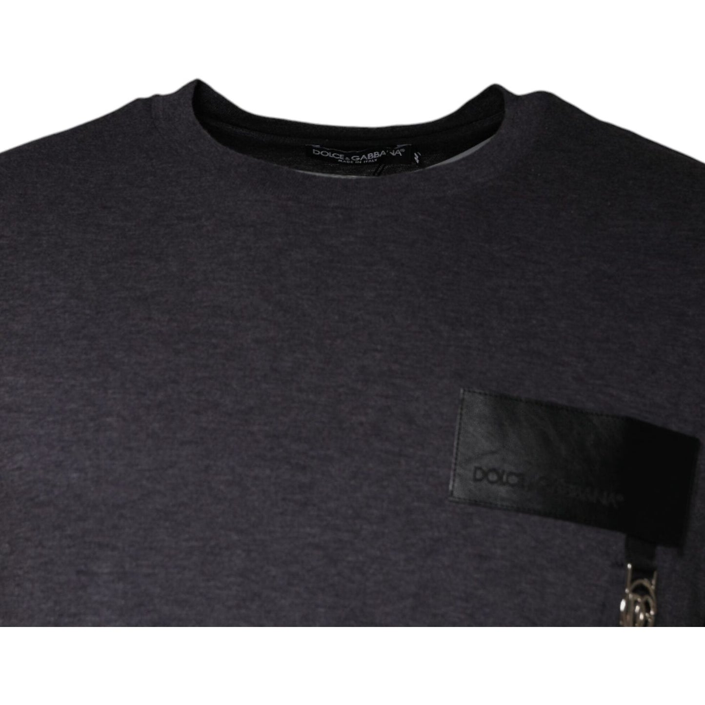 Dolce & Gabbana Gray Logo Patch Cotton Crew Neck T-shirt Dolce & Gabbana Dark Slate Gray