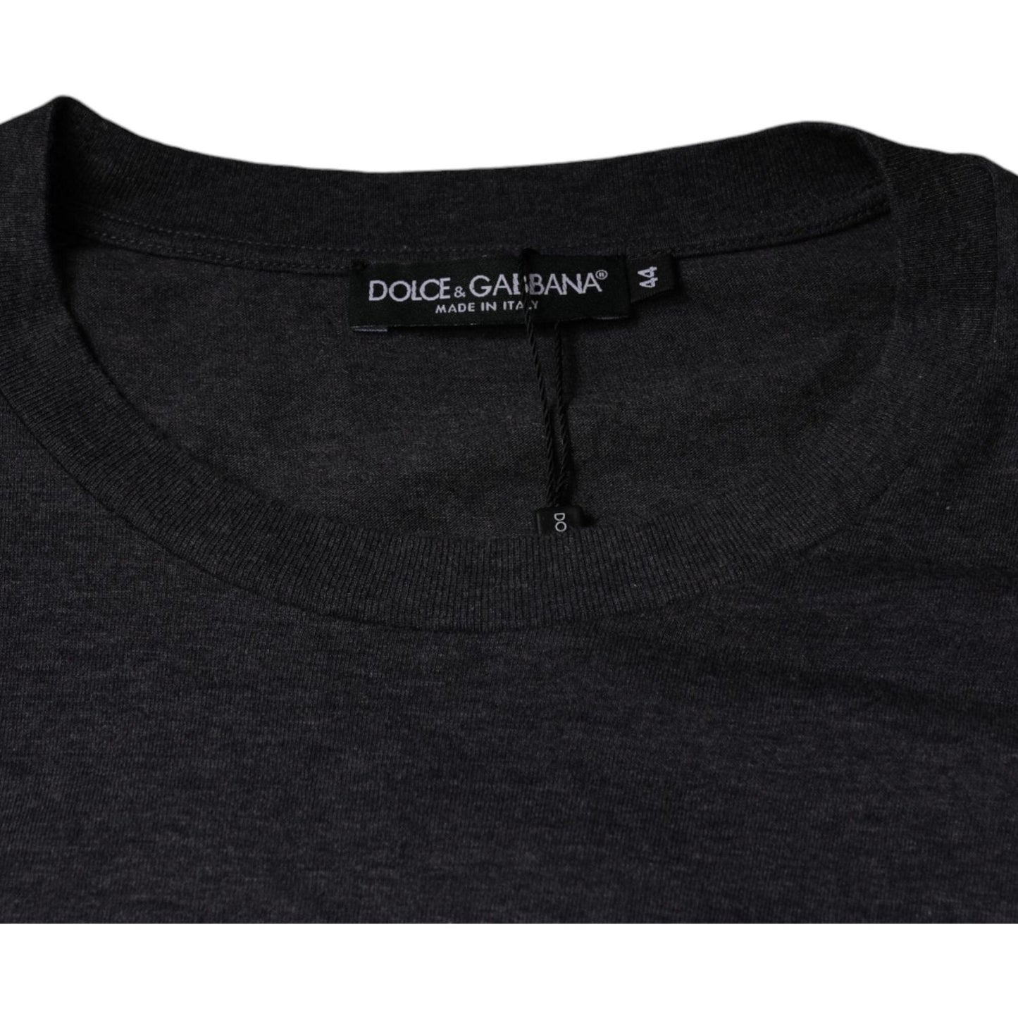Dolce & Gabbana Gray Logo Patch Cotton Crew Neck T-shirt Dolce & Gabbana Black