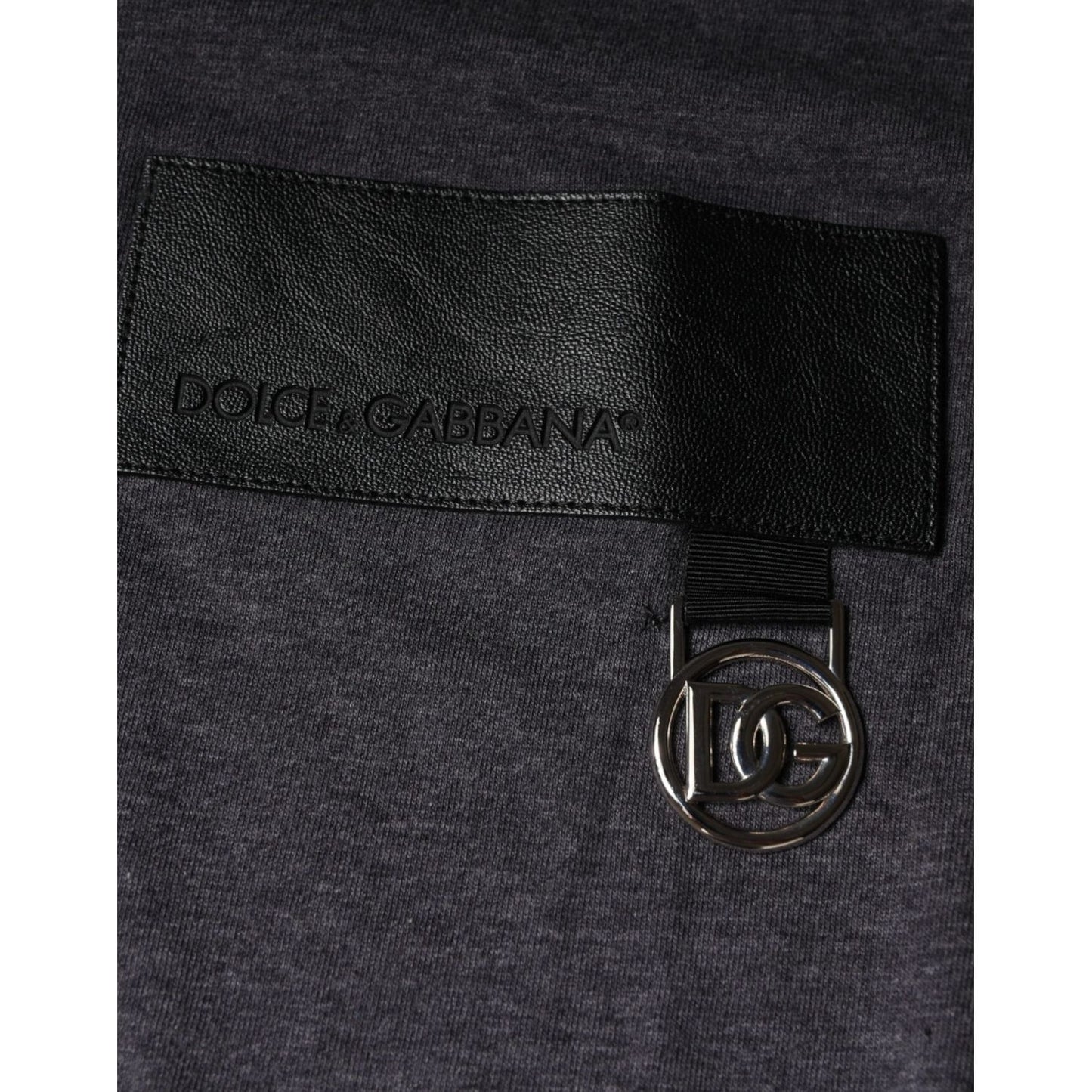 Dolce & Gabbana Gray Logo Patch Cotton Crew Neck T-shirt Dolce & Gabbana Dark Slate Gray