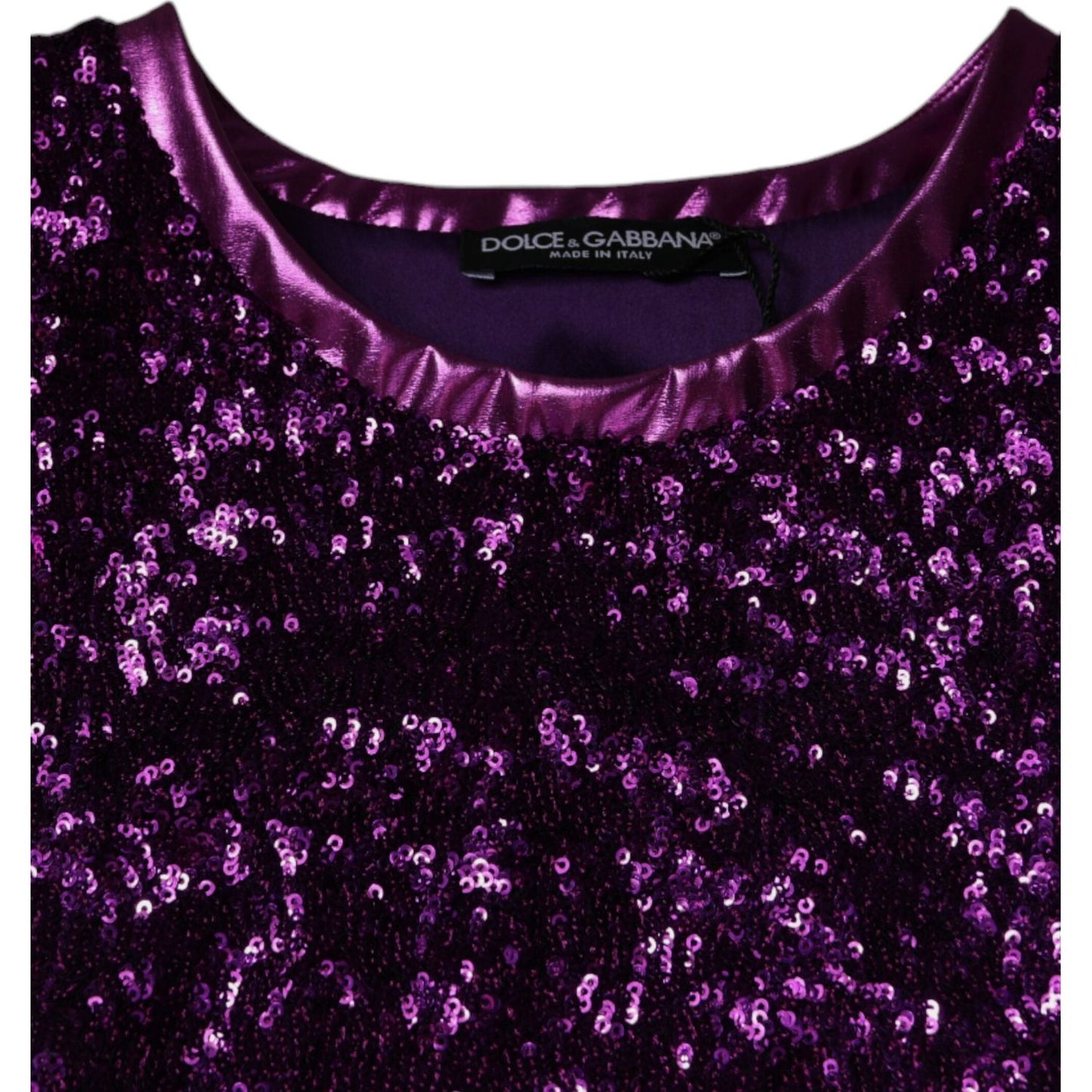Dolce & Gabbana Purple Sequin Round Neck Sleeveless T-shirt