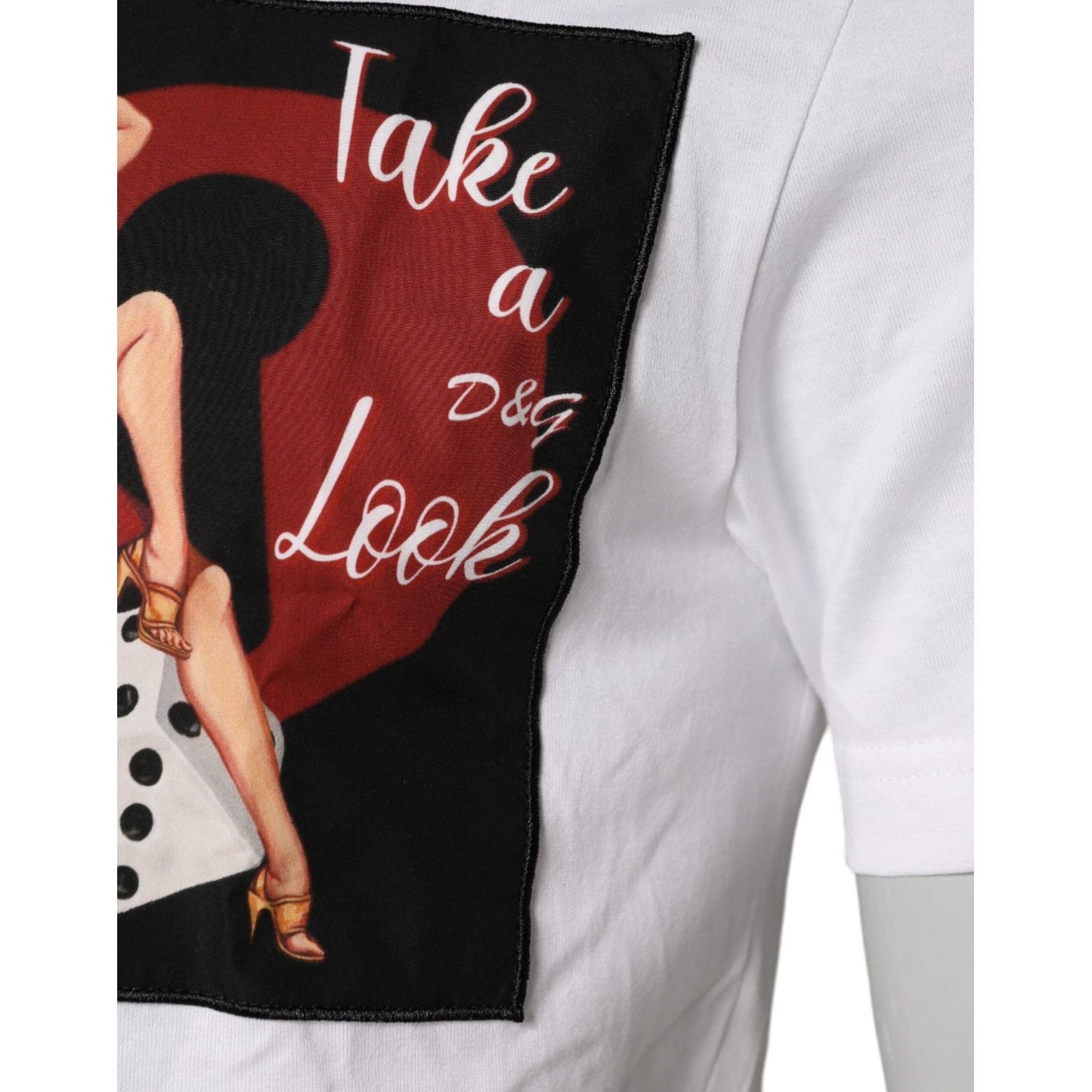 Dolce & Gabbana White Graphic Print Cotton Crew Neck T-shirt Dolce & Gabbana Light Gray