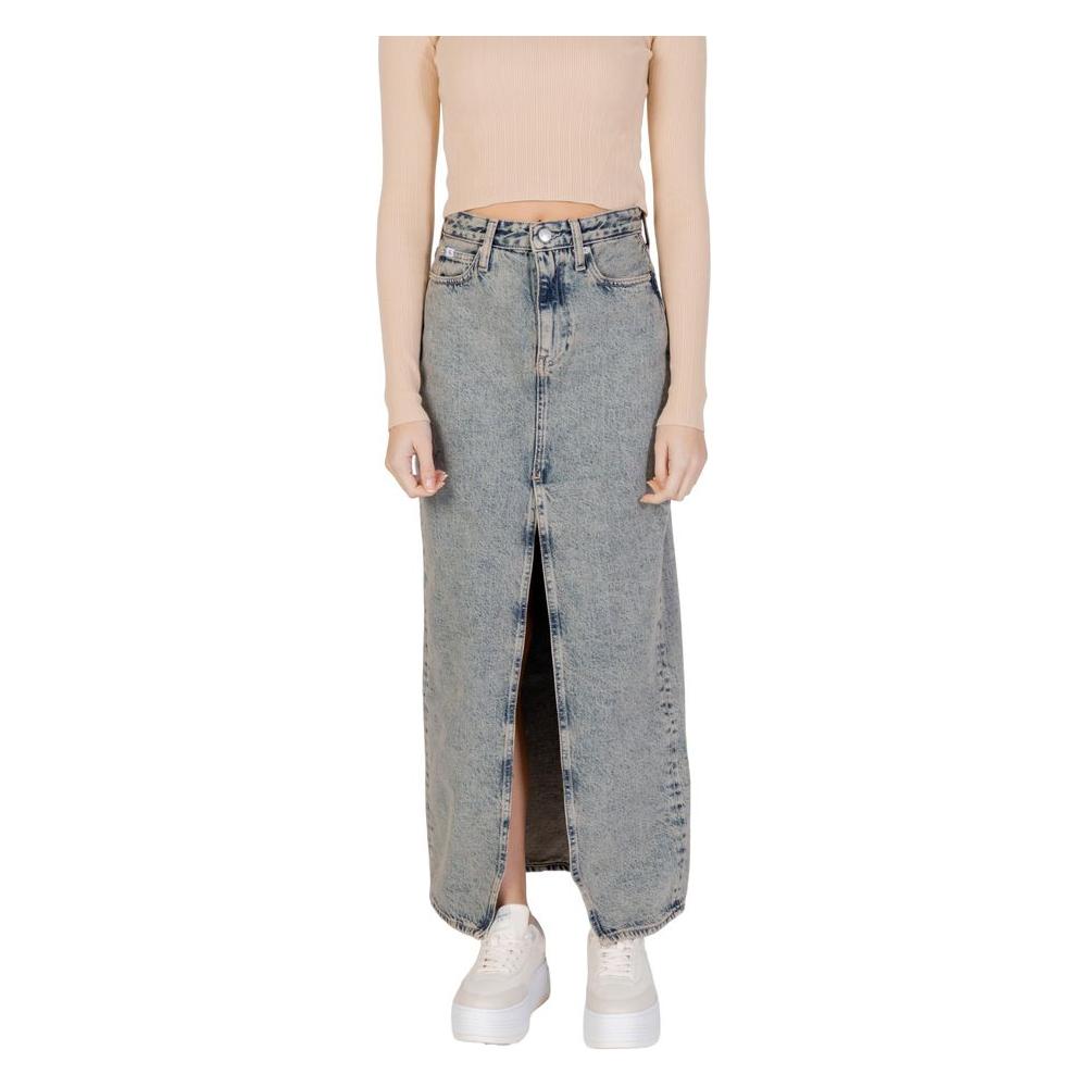 Calvin Klein Jeans Blue Cotton Skirt Calvin Klein Jeans Light Slate Gray