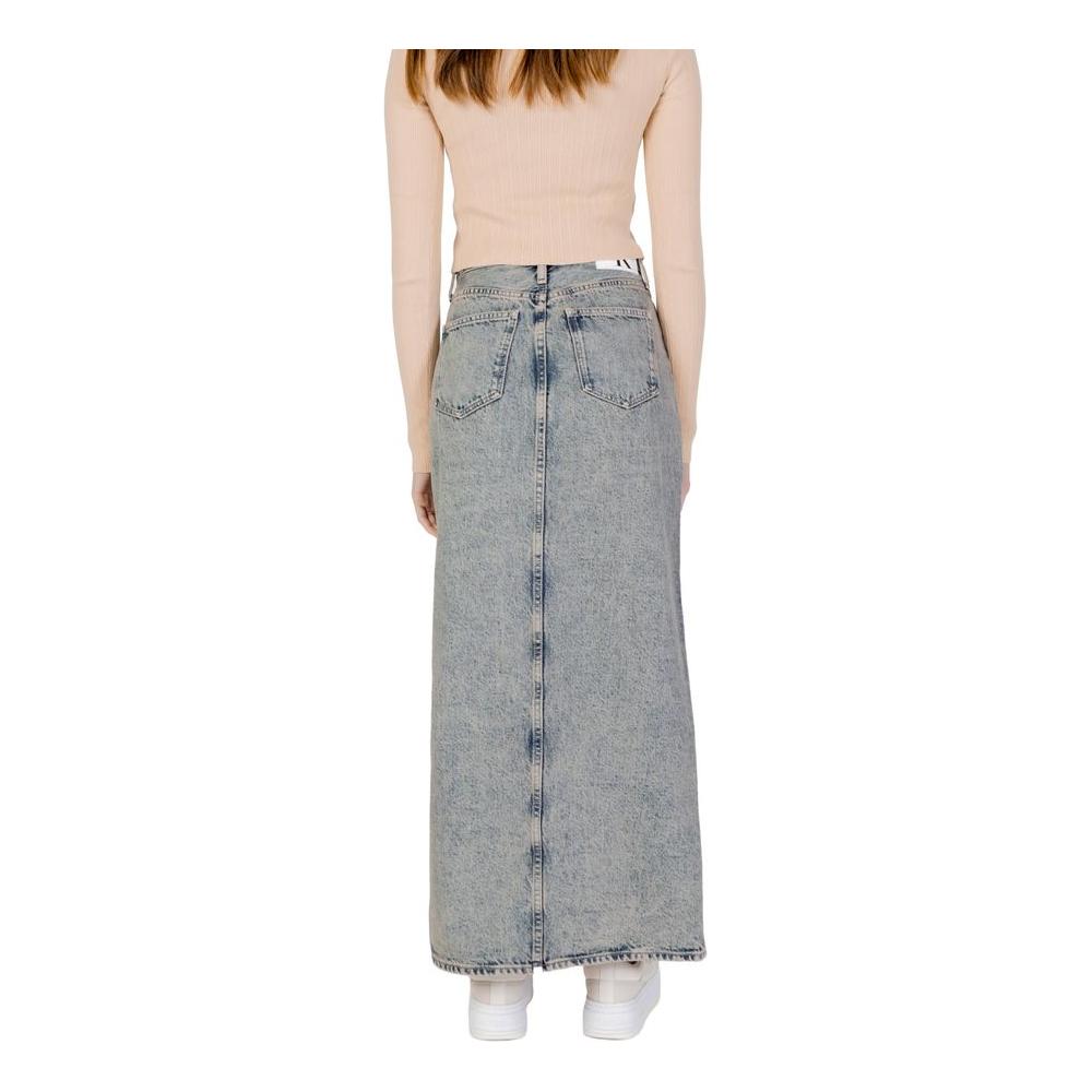 Calvin Klein Jeans Blue Cotton Skirt Calvin Klein Jeans Dark Gray