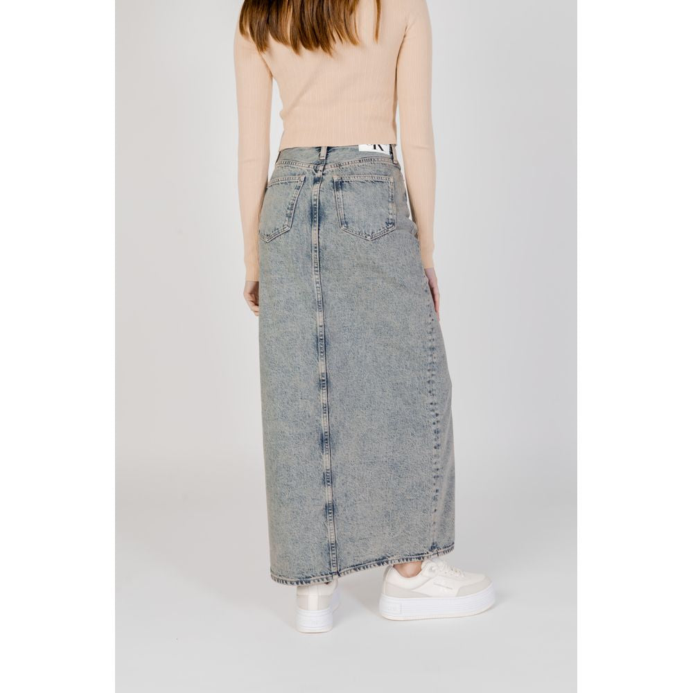 Calvin Klein Jeans Blue Cotton Skirt Calvin Klein Jeans Light Gray