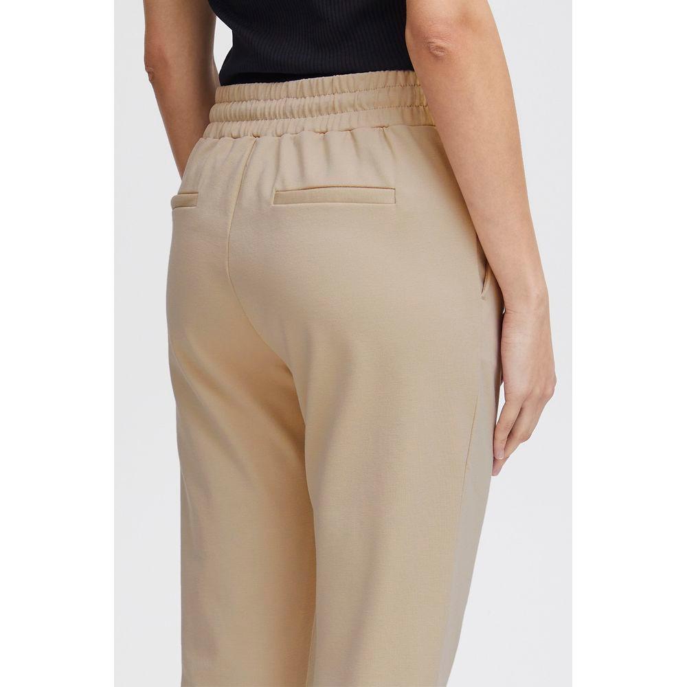 ICHI Beige Polyester Jeans & Pant ICHI Rosy Brown