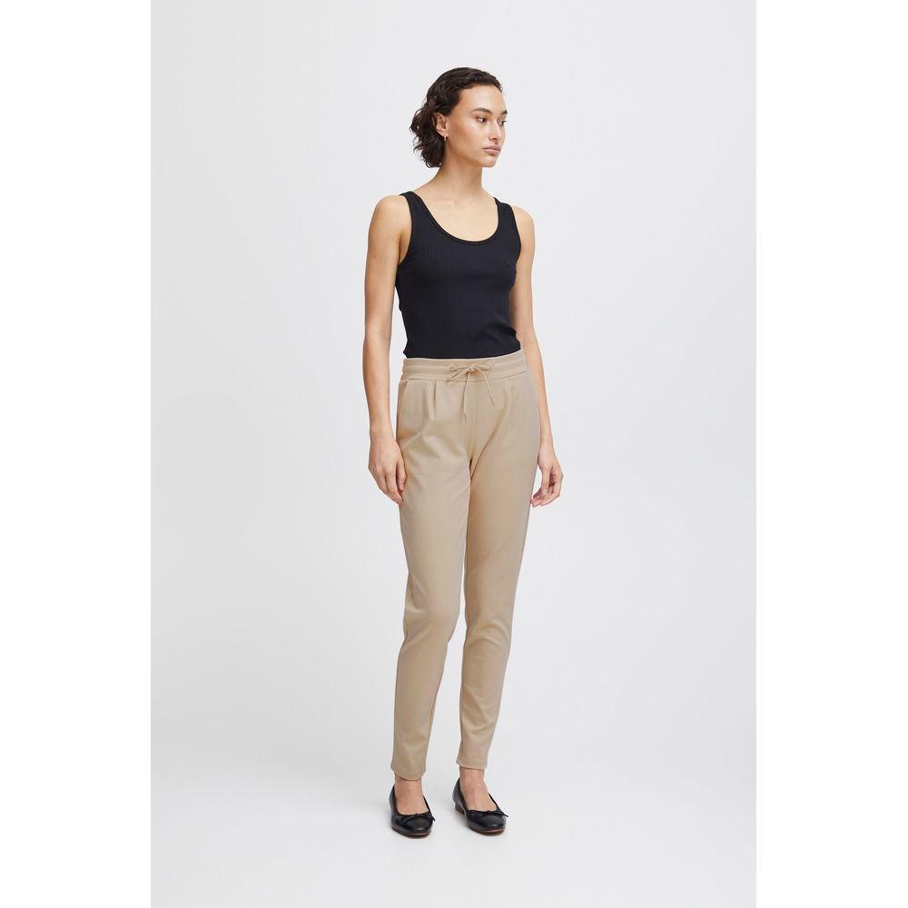 ICHI Beige Polyester Jeans & Pant ICHI Light Gray
