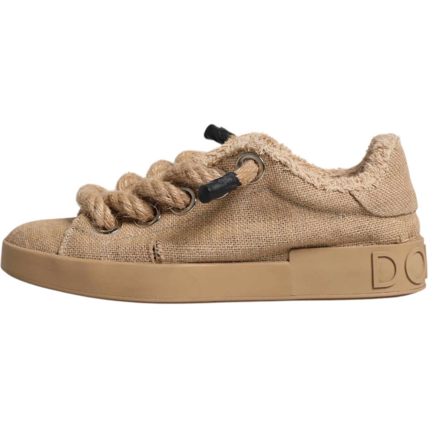 Dolce & Gabbana Brown Jute Fabric Low Top Men Sneakers Shoes Dolce & Gabbana Rosy Brown