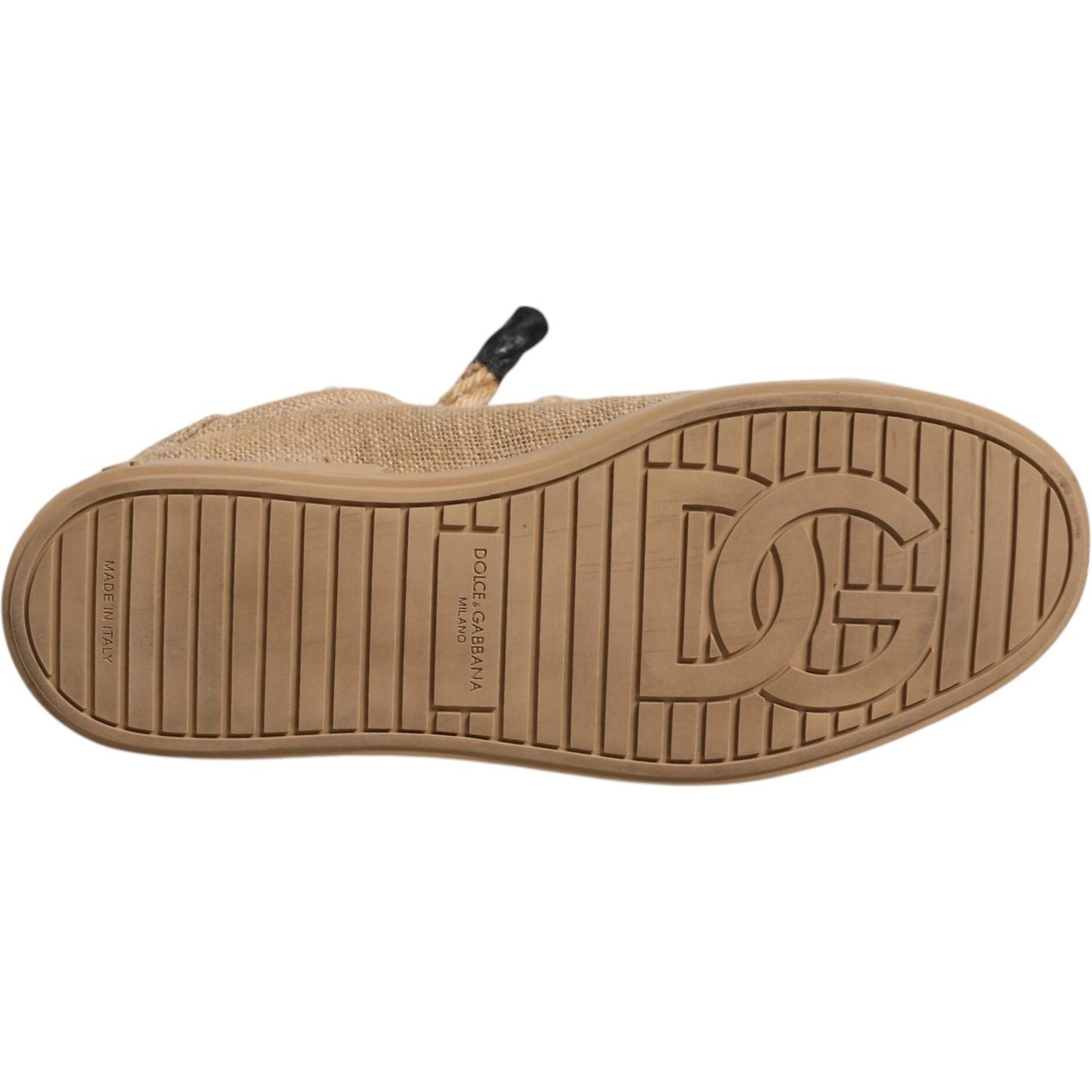 Dolce & Gabbana Brown Jute Fabric Low Top Men Sneakers Shoes Dolce & Gabbana Dim Gray