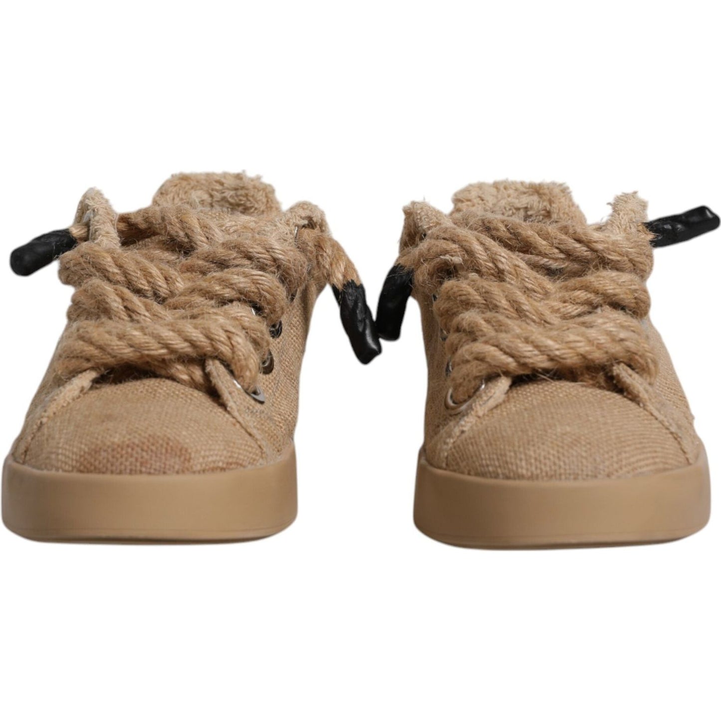 Dolce & Gabbana Brown Jute Fabric Low Top Men Sneakers Shoes Dolce & Gabbana Rosy Brown
