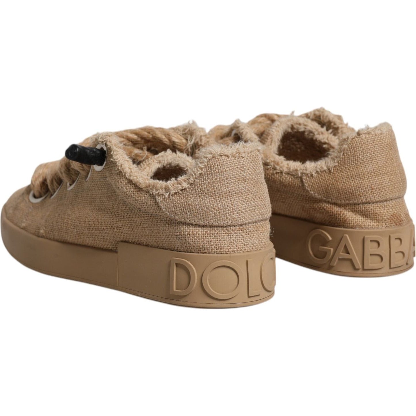 Dolce & Gabbana Brown Jute Fabric Low Top Men Sneakers Shoes Dolce & Gabbana Dim Gray
