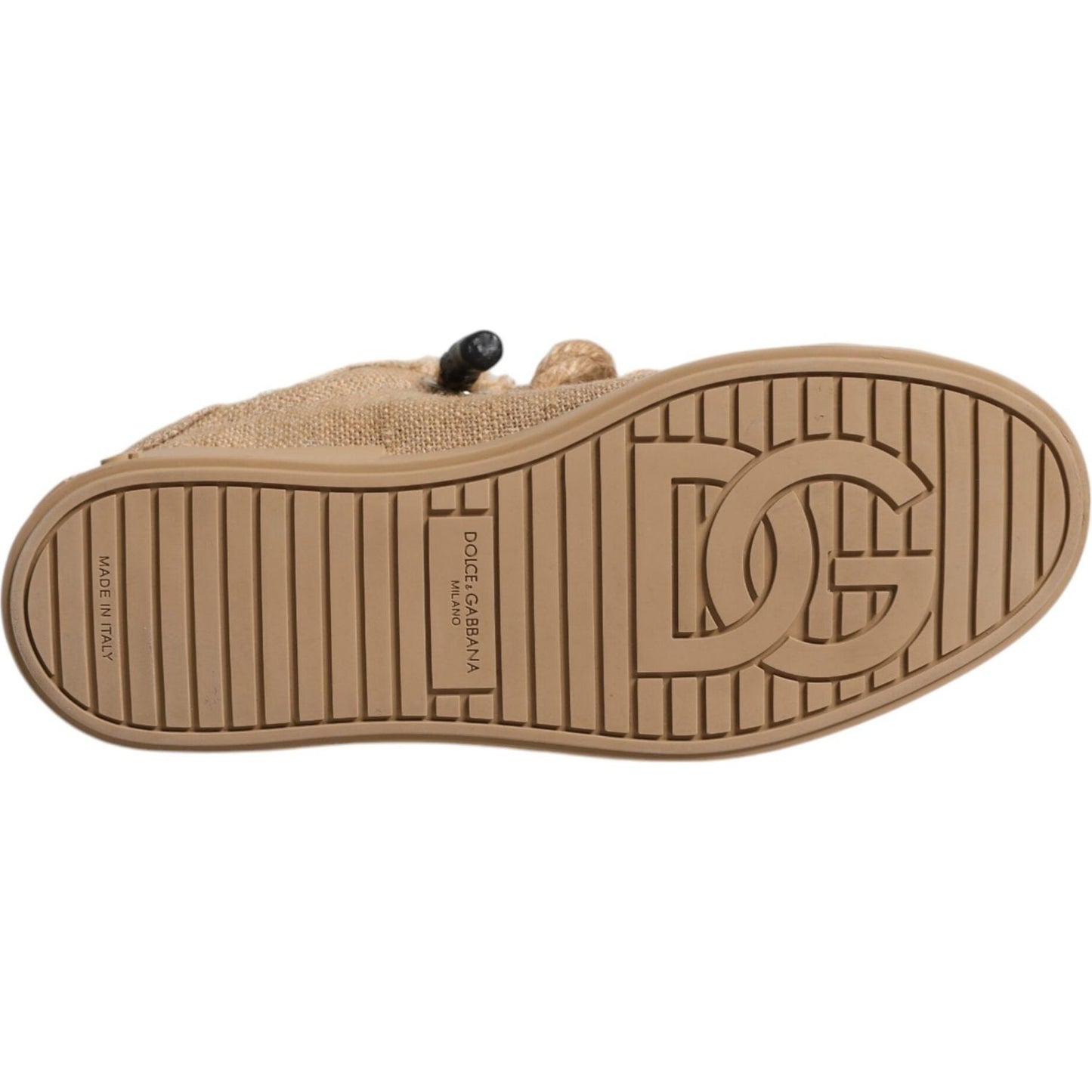 Dolce & Gabbana Brown Jute Fabric Low Top Men Sneakers Shoes Dolce & Gabbana Rosy Brown
