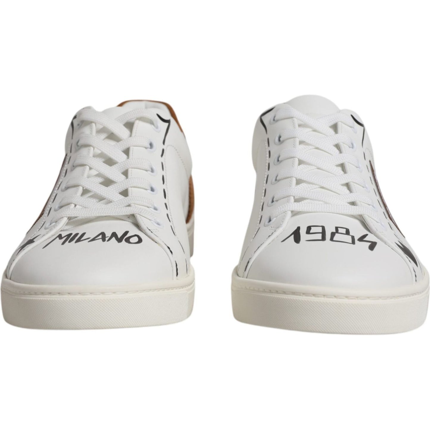 Dolce & Gabbana White Brown London Low Top Men Sneakers Shoes Dolce & Gabbana Light Gray