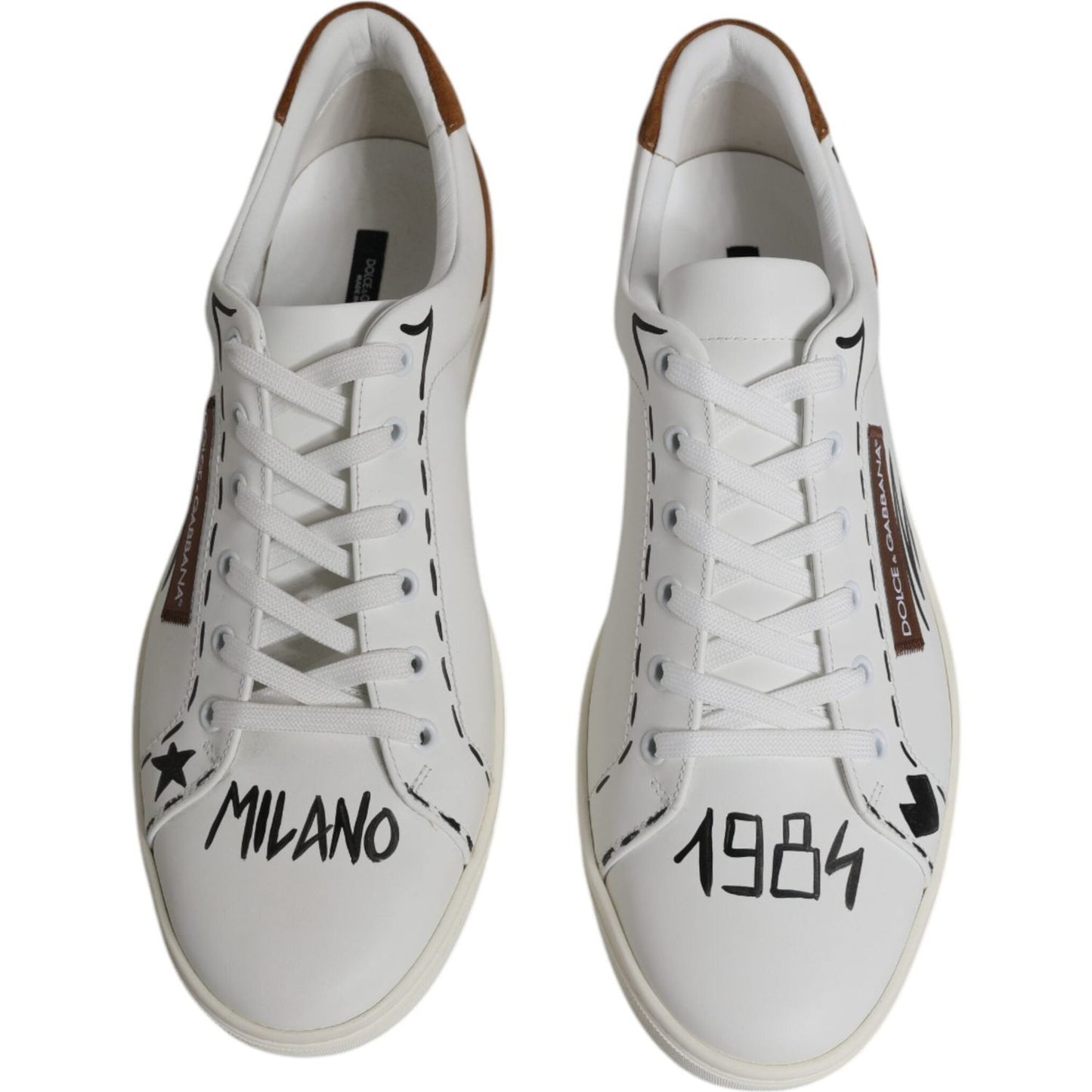 Dolce & Gabbana White Brown London Low Top Men Sneakers Shoes Dolce & Gabbana Gray