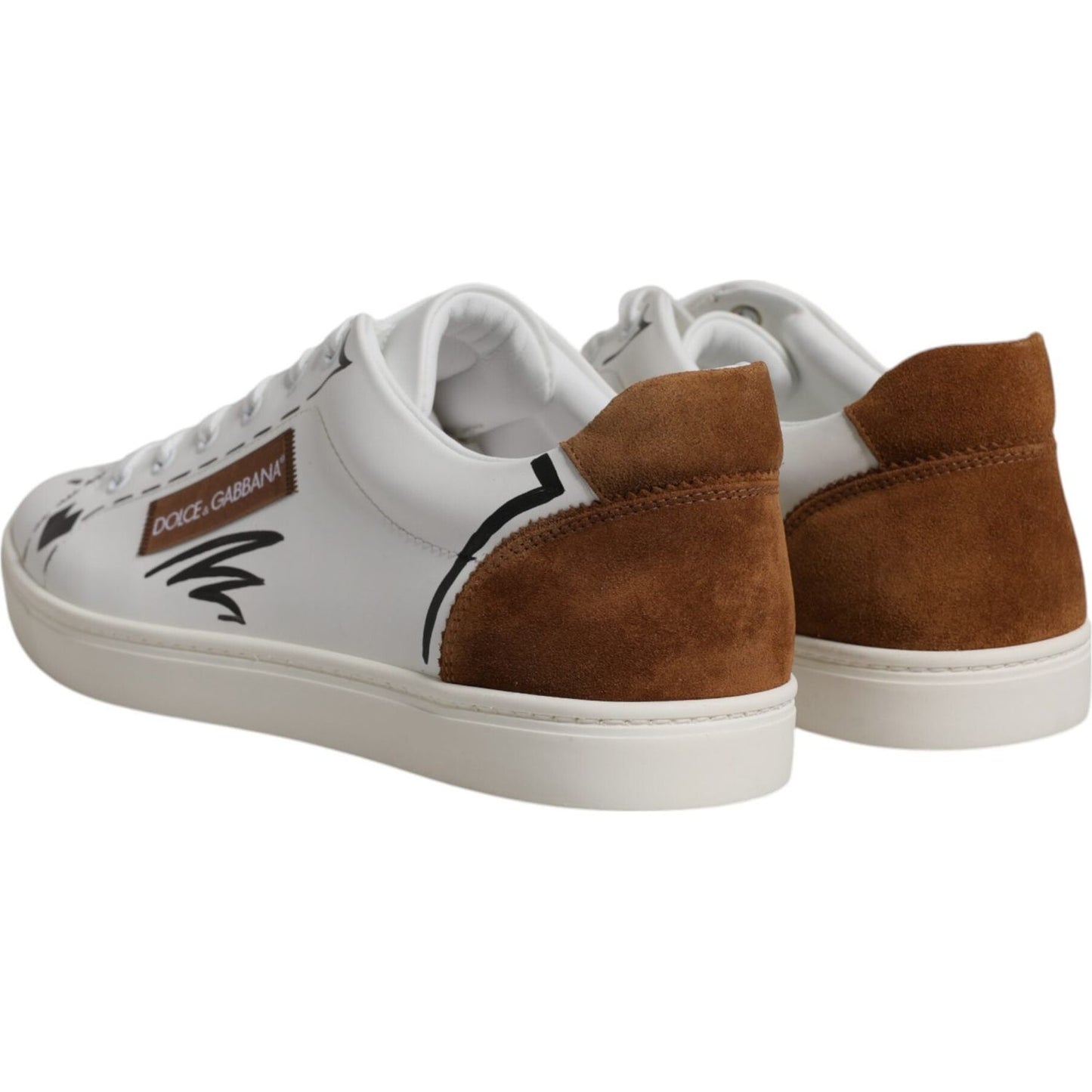 Dolce & Gabbana White Brown London Low Top Men Sneakers Shoes Dolce & Gabbana Dark Gray