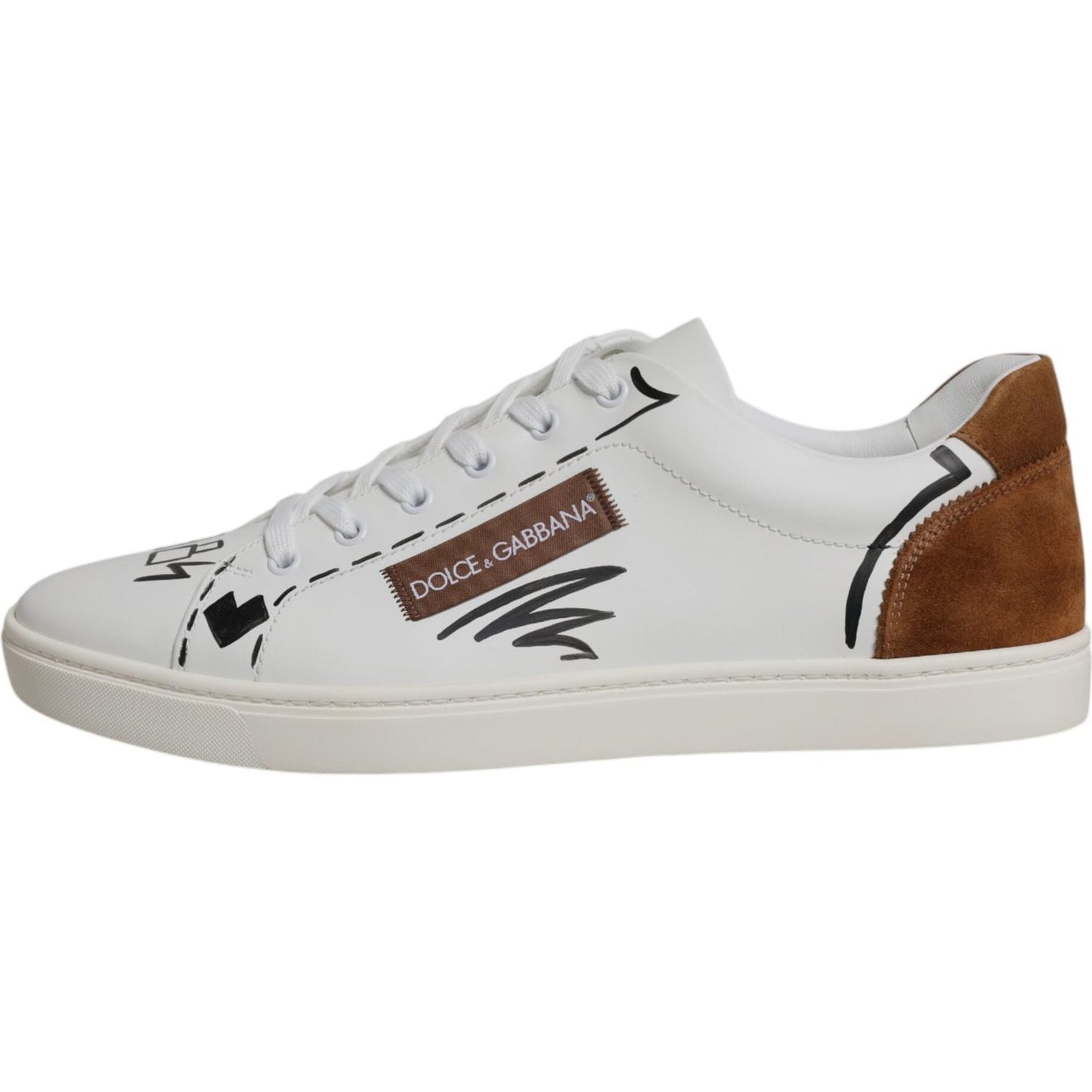 Dolce & Gabbana White Brown London Low Top Men Sneakers Shoes Dolce & Gabbana Gray