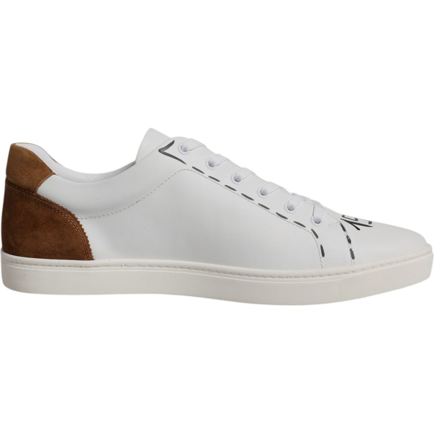 Dolce & Gabbana White Brown London Low Top Men Sneakers Shoes Dolce & Gabbana Gray