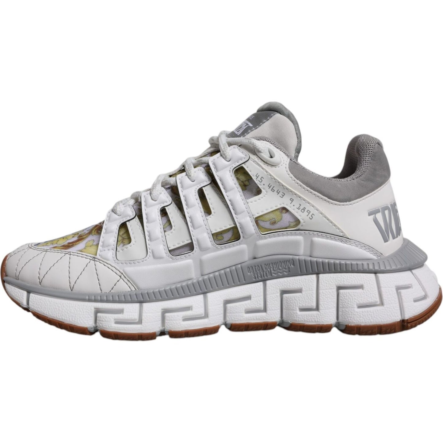 Versace White Trigreca Barocco Print Low Top Sneakers Shoes Versace Gray