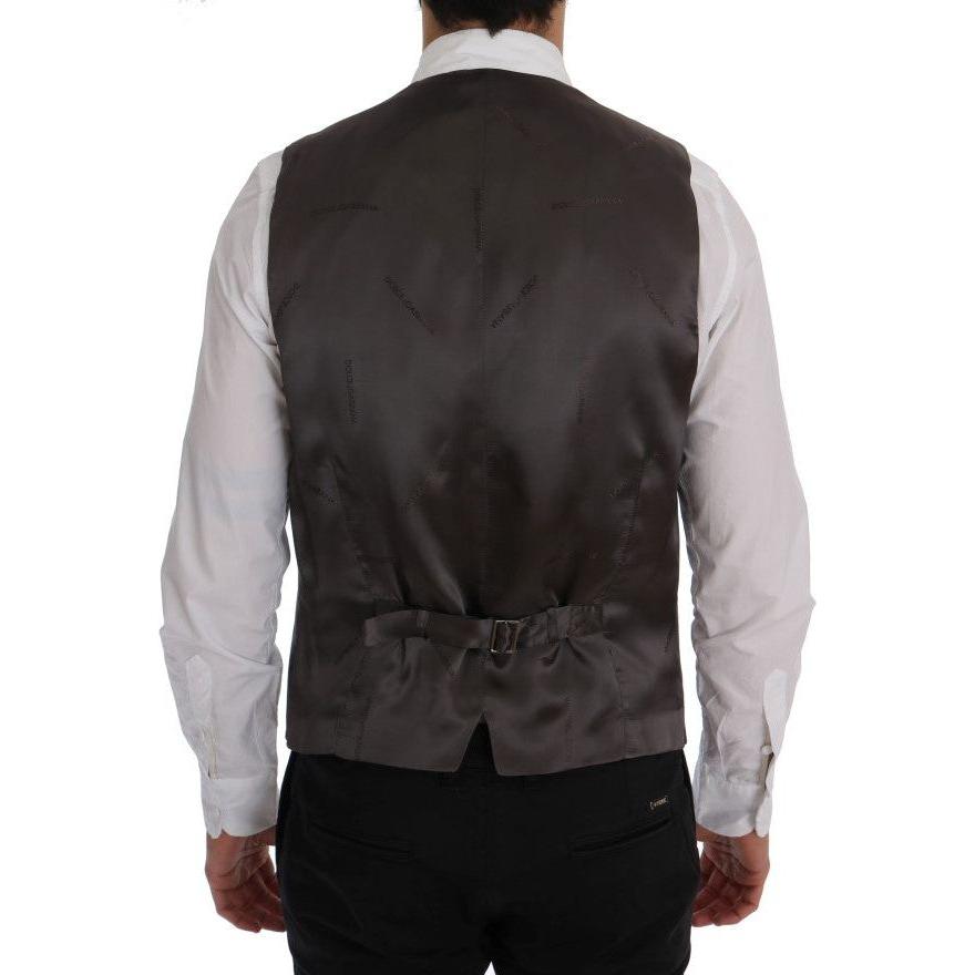Dolce & Gabbana Elegant Striped Gray Waistcoat Vest Dolce & Gabbana Dark Slate Gray