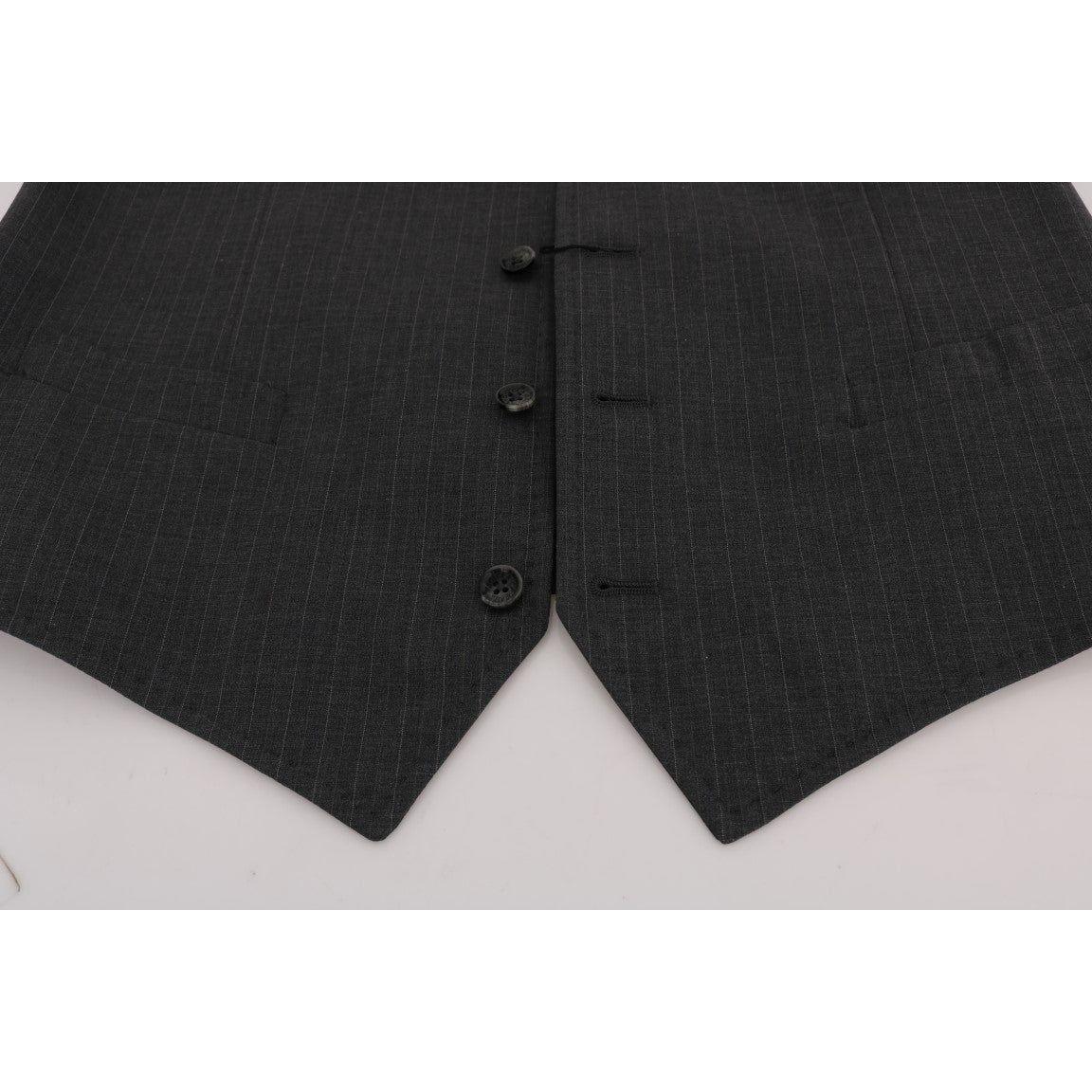 Dolce & Gabbana Elegant Striped Gray Waistcoat Vest Dolce & Gabbana Dark Slate Gray