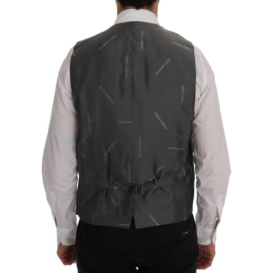Dolce & Gabbana Elegant Gray Striped Waistcoat Vest Dolce & Gabbana Dark Slate Gray