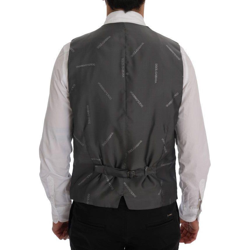 Dolce & Gabbana Elegant Striped Gray Waistcoat Vest Dolce & Gabbana Dark Slate Gray