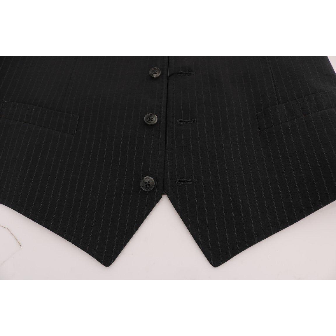 Dolce & Gabbana Elegant Striped Gray Waistcoat Vest Dolce & Gabbana Light Gray