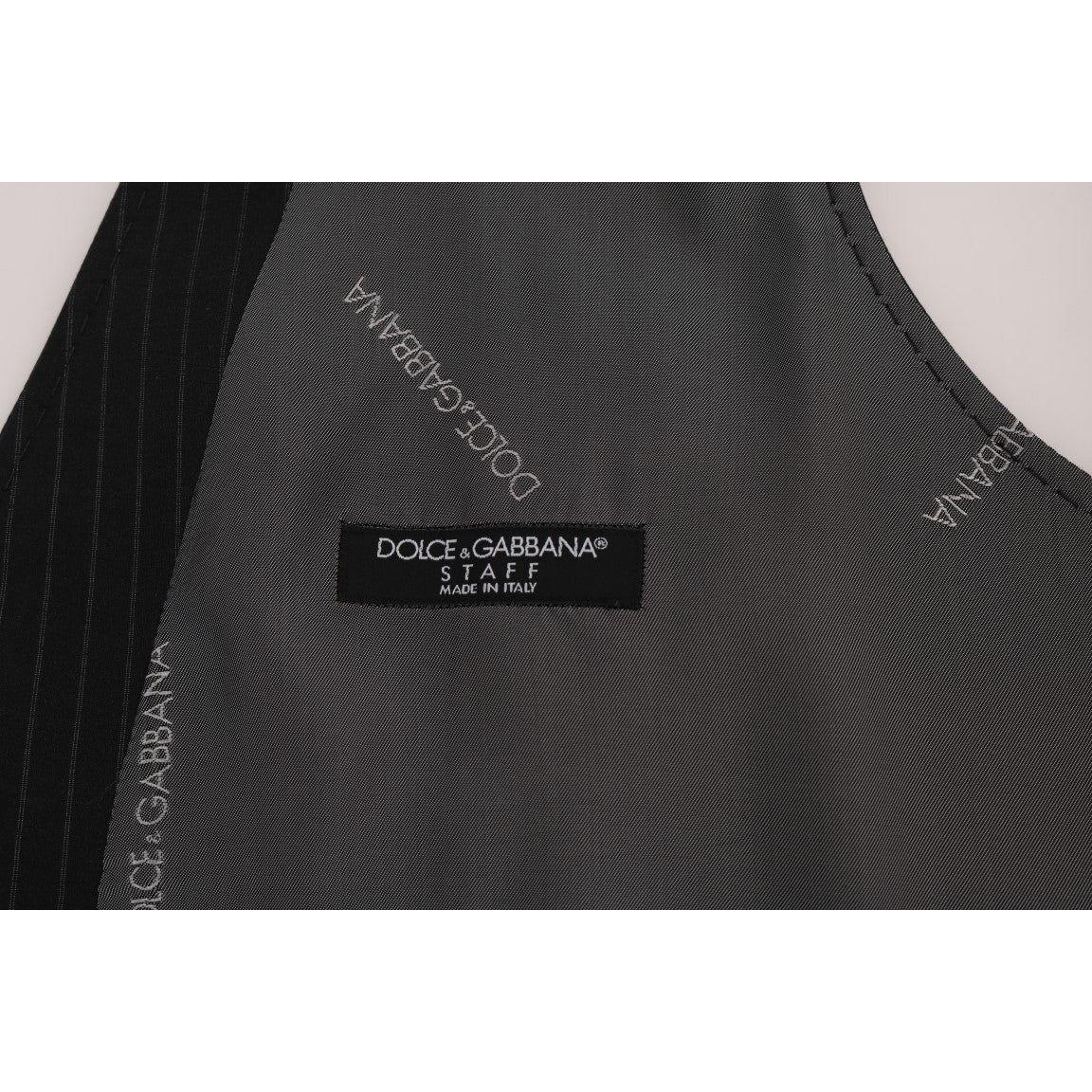 Dolce & Gabbana Elegant Striped Gray Waistcoat Vest Dolce & Gabbana Dark Slate Gray