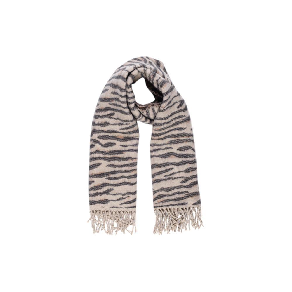 Pieces Beige Acrylic Scarf Pieces Dark Gray