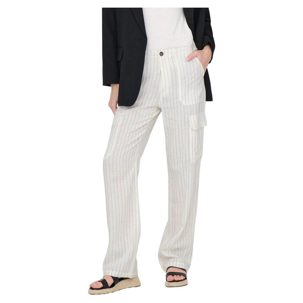 Only White Linen Jeans & Pant Only Light Gray