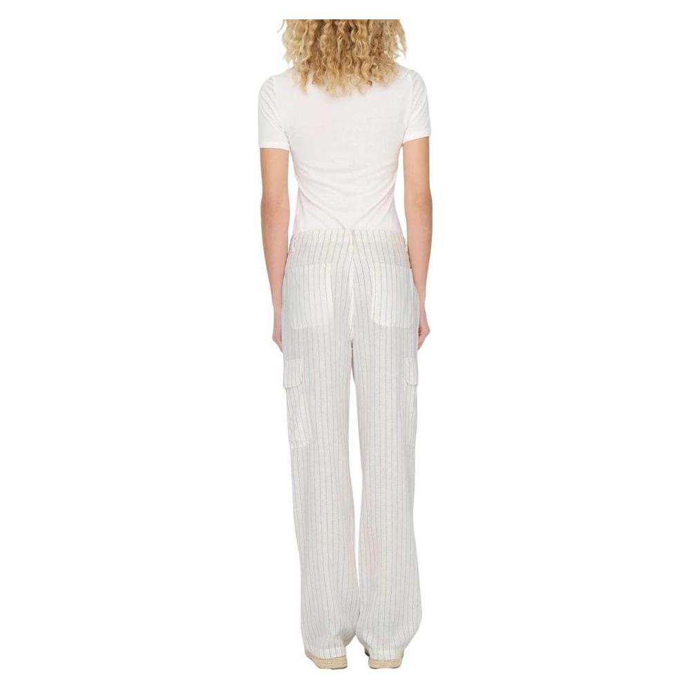 Only White Linen Jeans & Pant Only Light Gray
