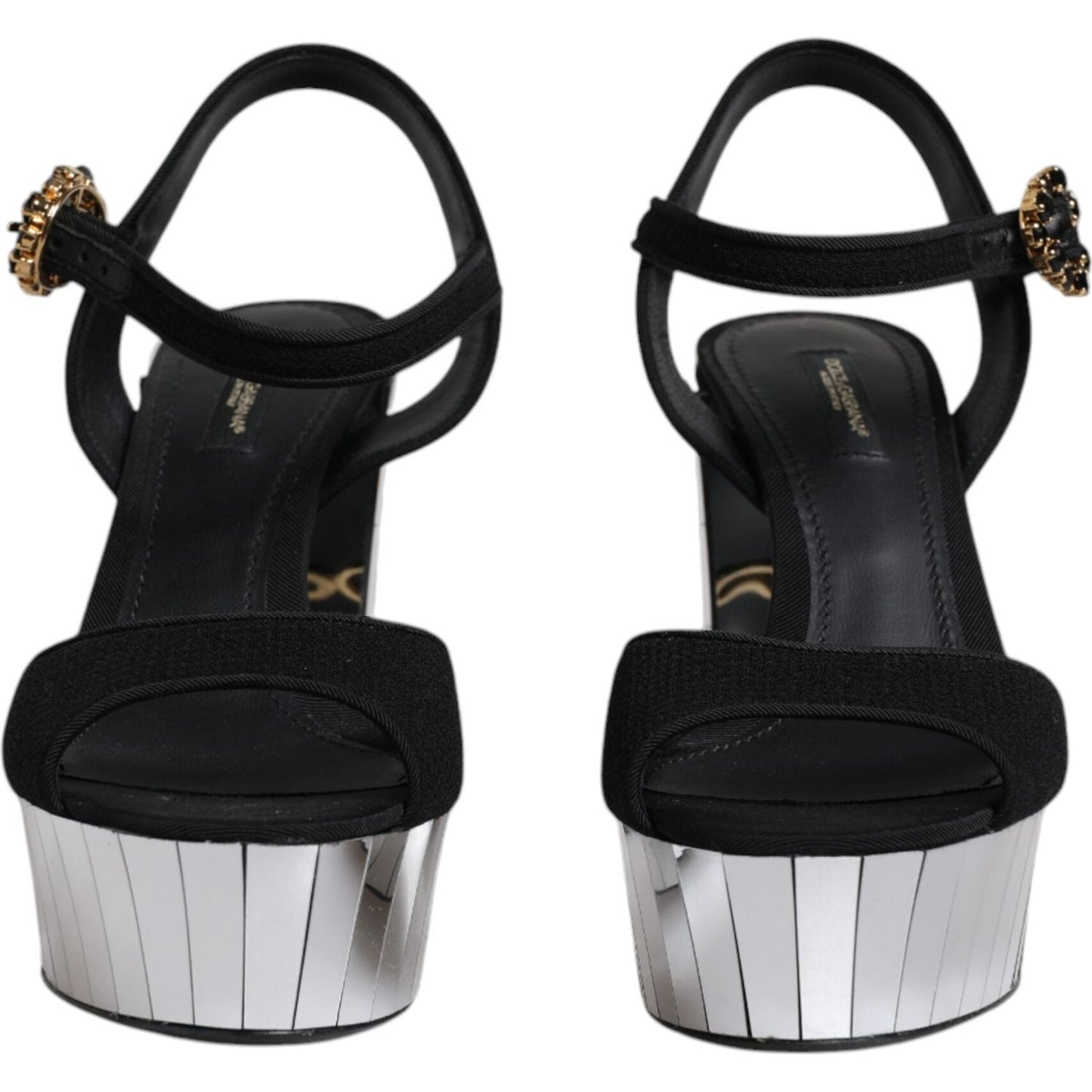 Dolce & Gabbana Black Mirror Heels Platform Sandals Shoes Dolce & Gabbana Gray